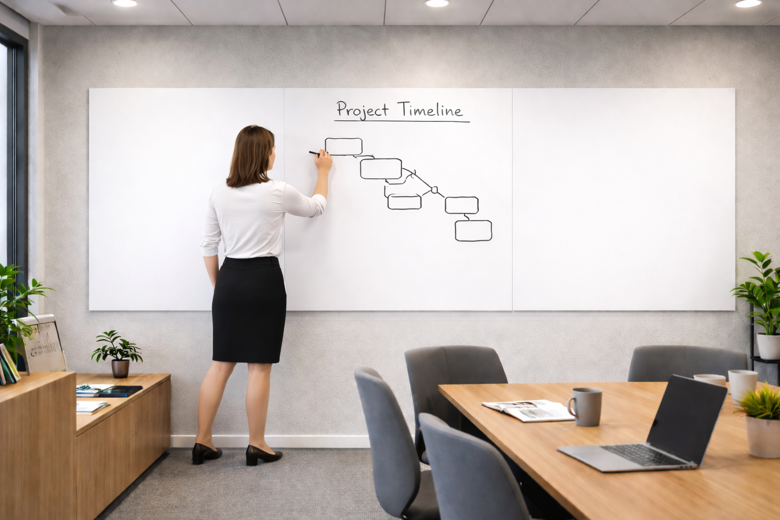 Rammeløs whiteboard  med keramisk overflade
