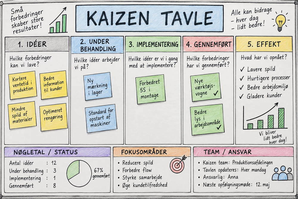 Kaizen tavle - 6 størrrelser