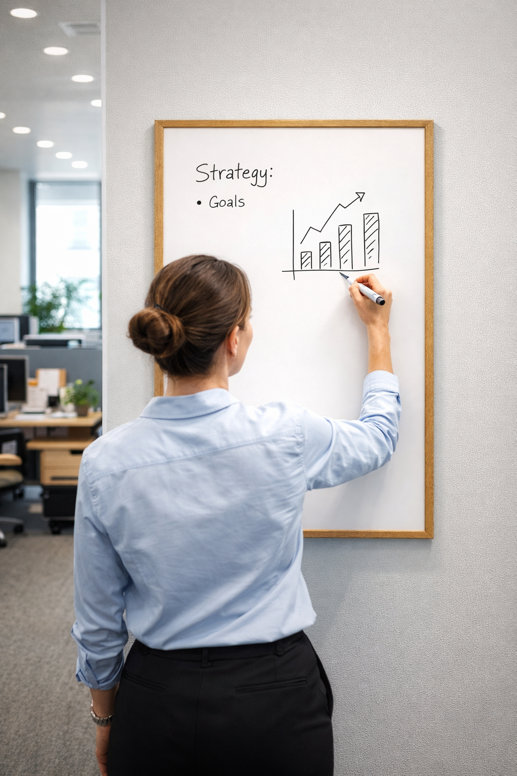 Whiteboard med egetræs ramme