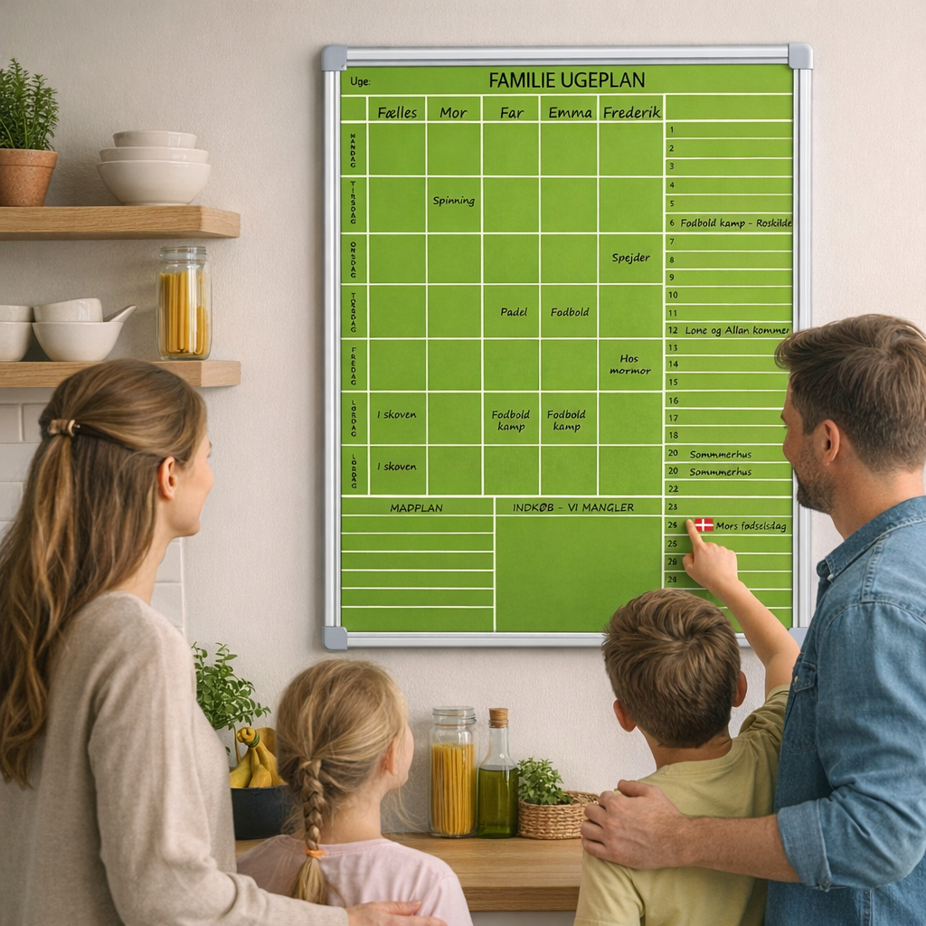 Whiteboard tavle med familieplan - mange farver