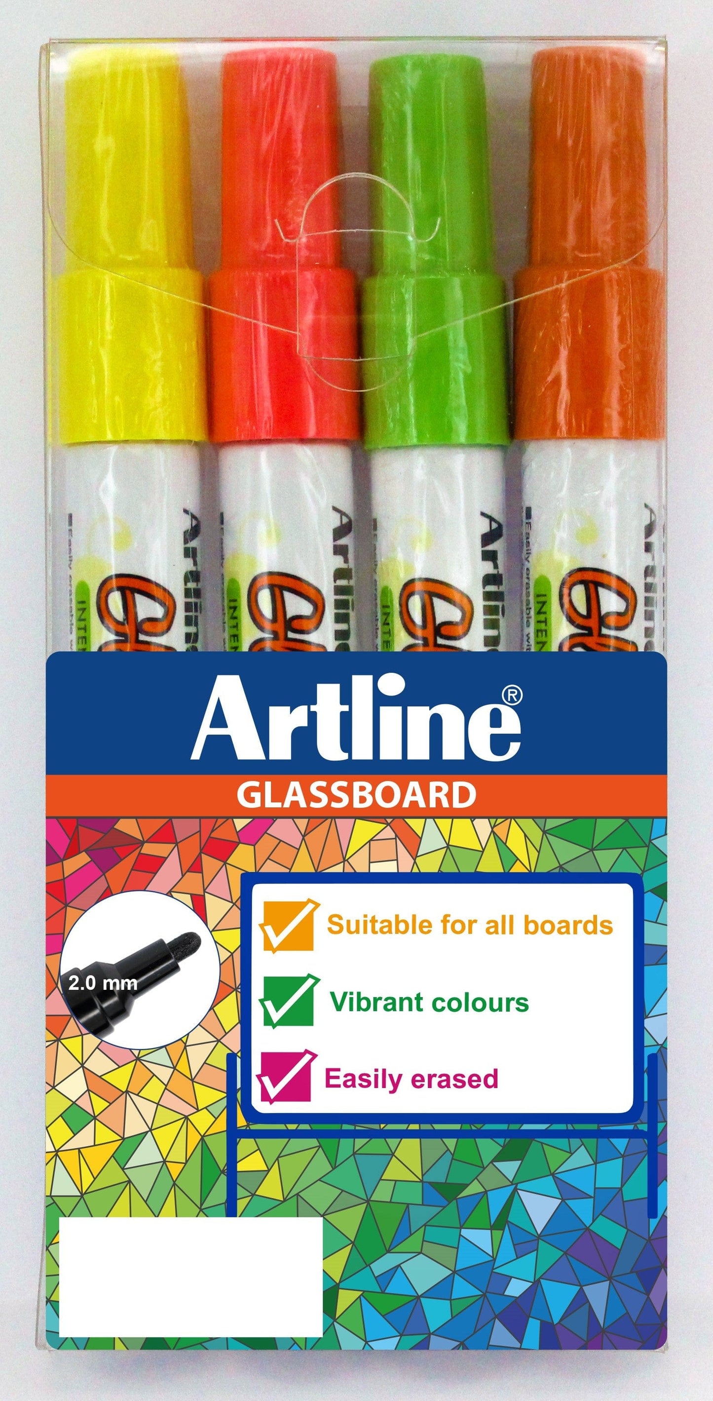 Artline Glasboard marker sæt 4 stk. lyse farver
