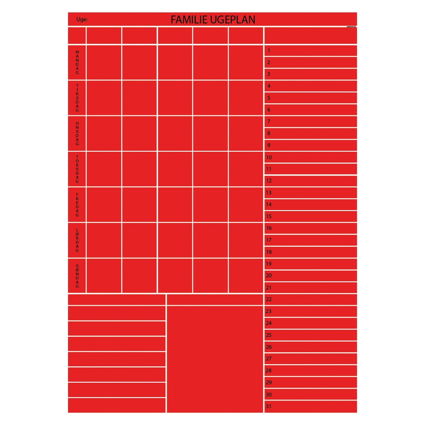 Hold styr på aftaler med denne ekslusive familieplan med Egetræs ramme