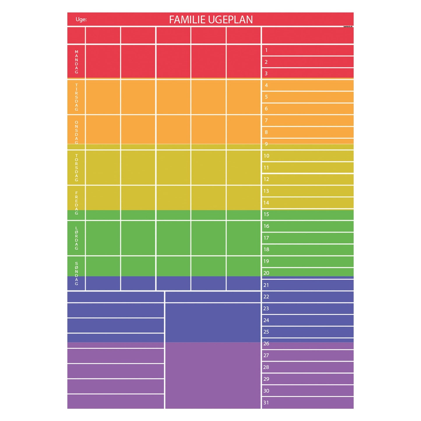 Hold styr på aftaler med denne ekslusive familieplan med Egetræs ramme