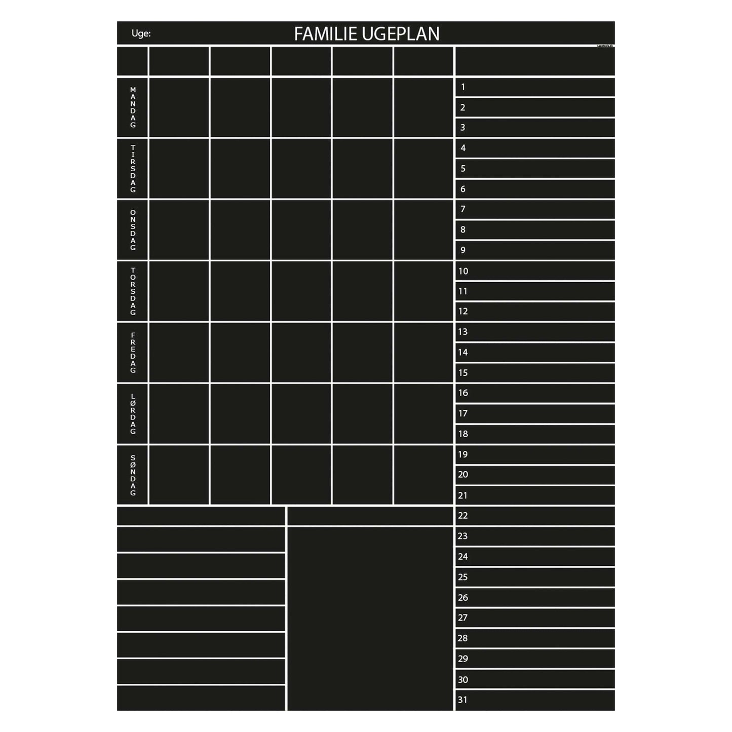 Whiteboard tavle med familieplan - mange farver